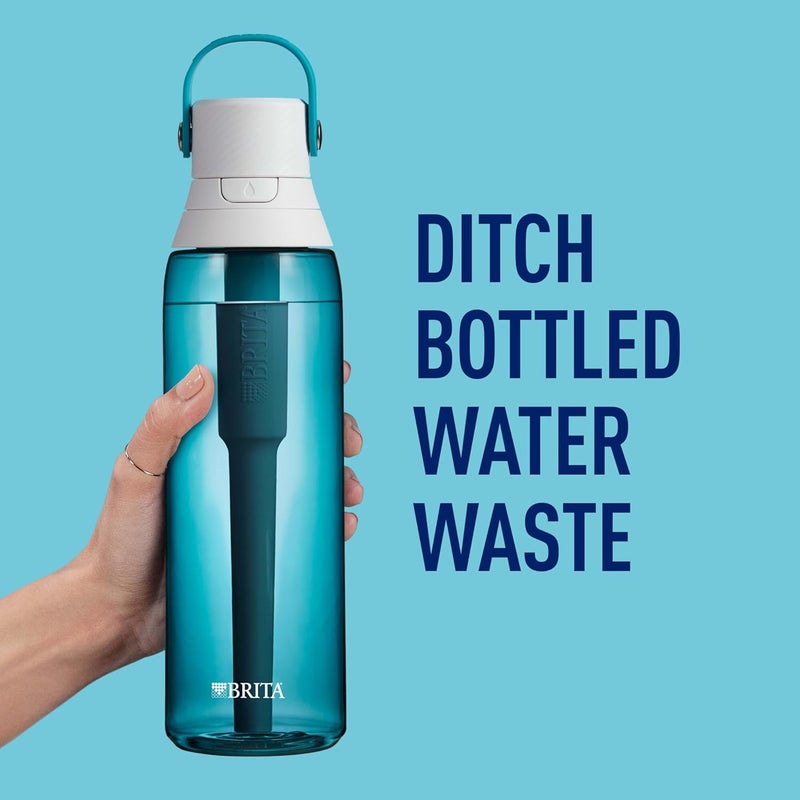 BRITA Hard-Sided Plastic Premium Filtering Water Bottle, BPA-Free, Reusable, Replaces 300 Plastic Water Bottles, Filter Lasts 2 Months or 40 Gallons, Includes 1 Filter, Sea Glass - 26 oz. - Image 5