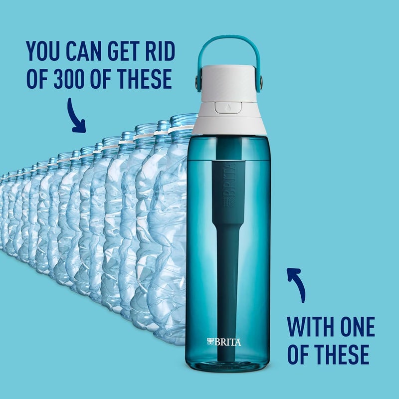 BRITA Hard-Sided Plastic Premium Filtering Water Bottle, BPA-Free, Reusable, Replaces 300 Plastic Water Bottles, Filter Lasts 2 Months or 40 Gallons, Includes 1 Filter, Sea Glass - 26 oz. - Image 1