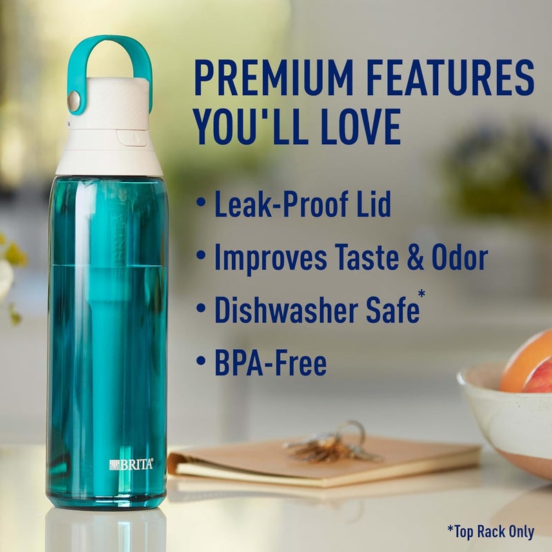 BRITA Hard-Sided Plastic Premium Filtering Water Bottle, BPA-Free, Reusable, Replaces 300 Plastic Water Bottles, Filter Lasts 2 Months or 40 Gallons, Includes 1 Filter, Sea Glass - 26 oz. - Image 3