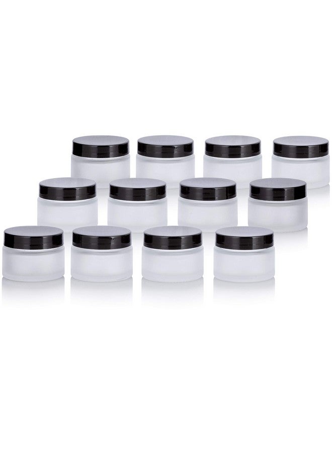 JUVITUS 1 Oz Frosted Clear Glass Balm Jars With Black Smooth Foam Lined Lids (12 Pack) - Image 5