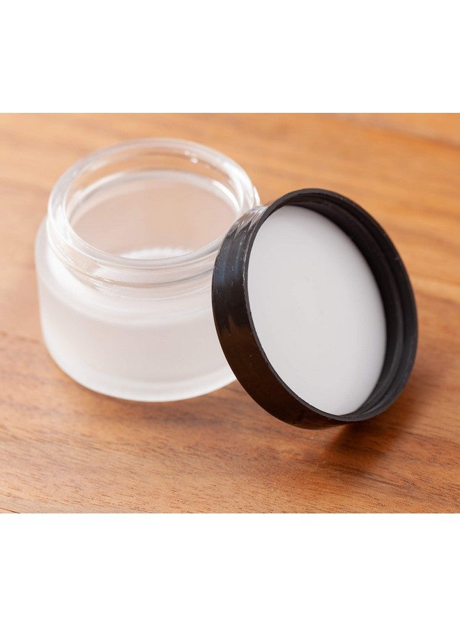 JUVITUS 1 Oz Frosted Clear Glass Balm Jars With Black Smooth Foam Lined Lids (12 Pack) - Image 3