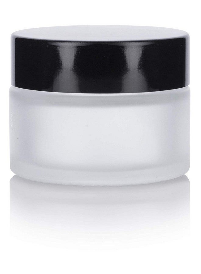 JUVITUS 1 Oz Frosted Clear Glass Balm Jars With Black Smooth Foam Lined Lids (12 Pack) - Image 1