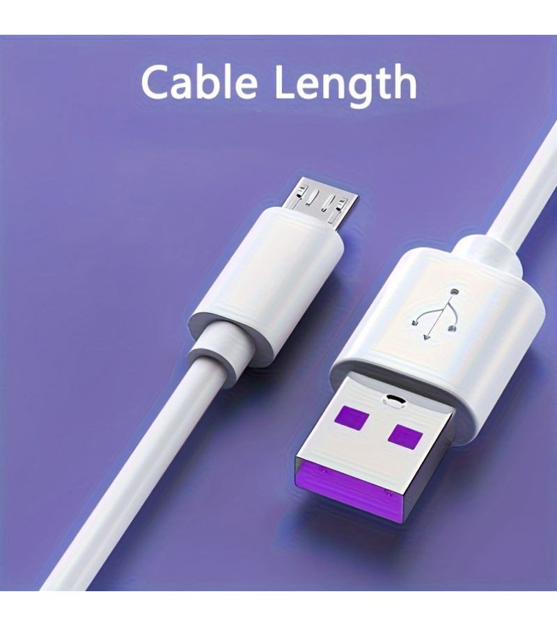 White 39.37in High Speed Micro USB Charging Cable For Android And Devices - Image 3