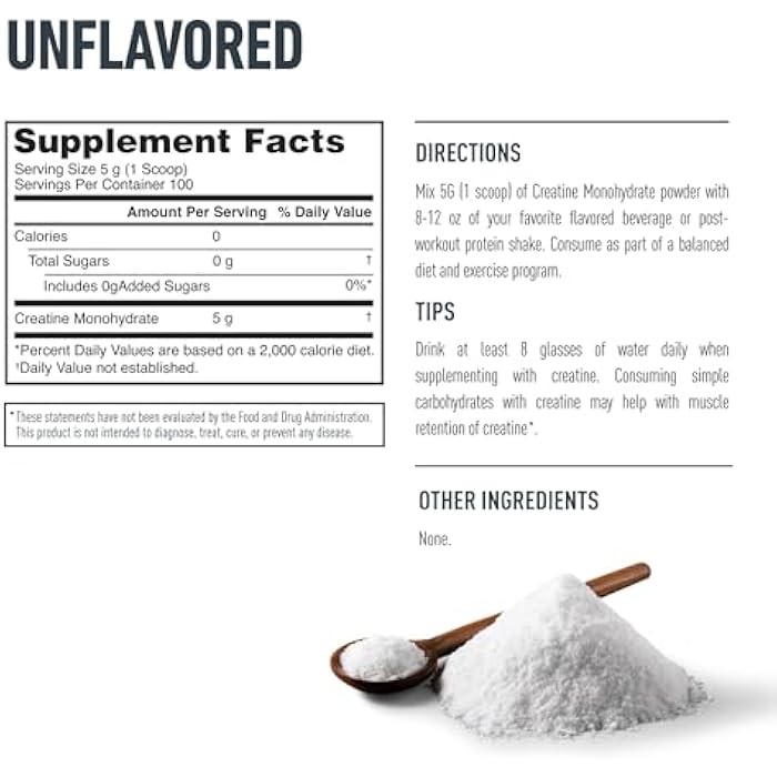 Isopure 100% Pure Creatine Monohydrate Powder, Sugar Free, Unflavored, 5g Creatine Monohydrate Per Serving, 1.1 Lbs, 100 Servings (Packaging May Vary) - Image 3