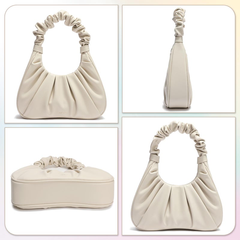 Keyli Keyli Cute Purses Mini Shoulder Bag for Women Waterproof Leather Tote Handbags fashionable travel Large clutch hobo purse with Magnetic Closure Beige  - Image 5