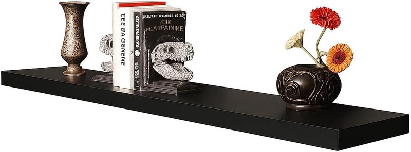 FITTO رفوف حائط عائمة FITTO 40 سم و 60 سم، متاحة باللون الأبيض، الأسود، تأثير البلوط، والتشطيبات البنية - رف تخزين مثبت على الحائط لغرفة النوم، غرفة المعيشة، الحمام، ديكور منزلي حديث - Image 1