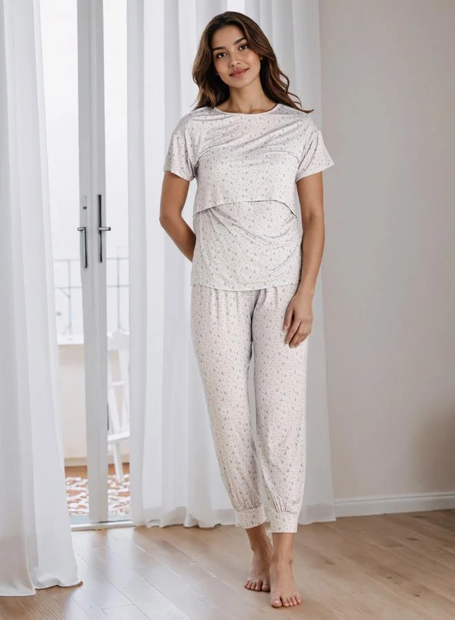 سبلاش فيڤ طقم بيجامة للحوامل مطبوع