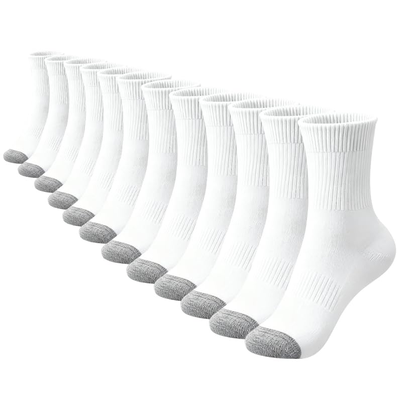 SPLASHGRIP Men's Crew Socks 6 Pack Soft Breathable Athletic Socks Casual Running Socks for Daily Wear Work Training Sports White - Image 1