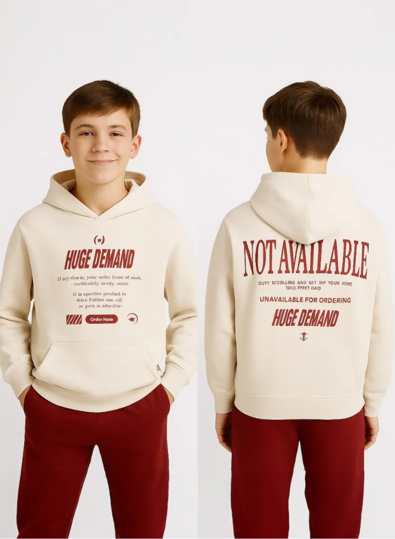 victor and jane Boys' Off-White "Not Available" Graphic Hooded Sweatshirt