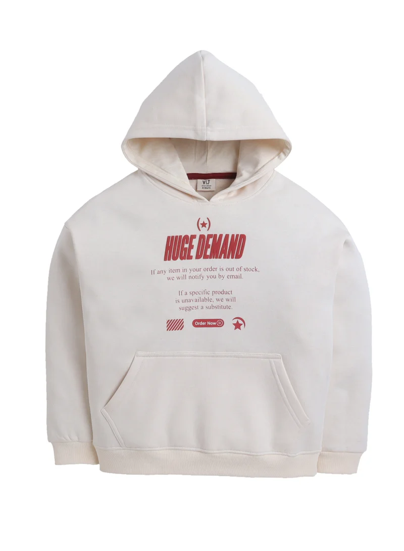 victor and jane Boys' Off-White "Not Available" Graphic Hooded Sweatshirt
