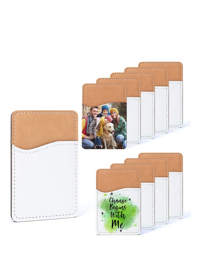 Captaintech Sublimation Blank Phone Wallet, PU Leather Card Holder, Mobile Phone Card Pocket, Credit Card ID Case Pouch Sticking, Wallet Pocket for Phone with Adhesive Stickers for HTV DIY (10 Pieces) - Image 1