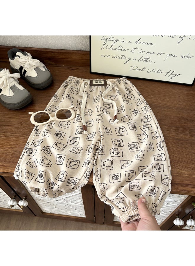 Children's Long Pants Summer New Korean Style Loose Fit Uni Solid Color Casual Anti-mosquito Pants Baby Plain Jogger Pants