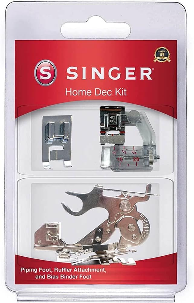 SINGER Home Décor Presser Foot Kit | Includes Piping, Bias Binder & Ruffler Attachment | Perfect for Tailored Finishes, Bias Binding & Pleating | Compatible with SINGER Sewing Machine - Image 3