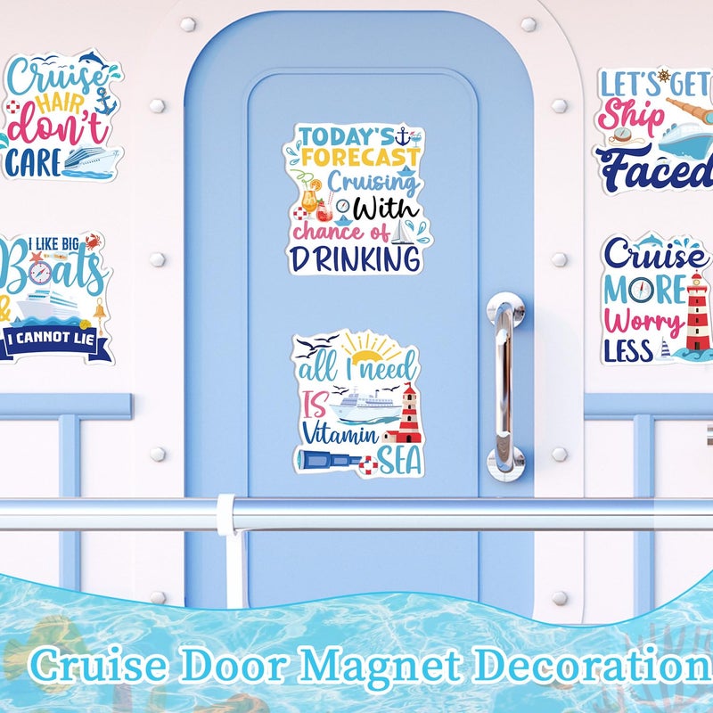 Wxiben Large Cruise Door Decorations Magnetic - Wxiben 6 PCS Sea Navigation Cruise Ship Door Decorations Funny Boat Anchor Magnets Decals for Cabin Carnival Fridge Party Cabin Car Decor - Image 4