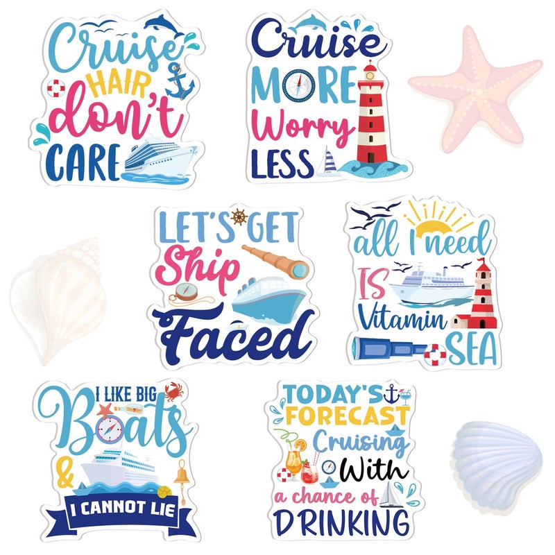 Wxiben Large Cruise Door Decorations Magnetic - Wxiben 6 PCS Sea Navigation Cruise Ship Door Decorations Funny Boat Anchor Magnets Decals for Cabin Carnival Fridge Party Cabin Car Decor - Image 1