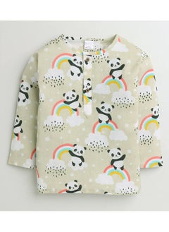Polka Tots Polka Tots Full Sleeves Night Wear Rainbow Kurta Pyjama - Cream  - Image 2