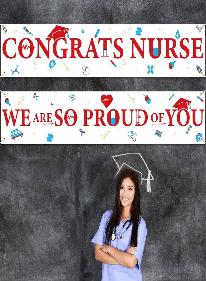 Breling 2 Pcs 2026 Congrats Nurse Banner Graduation Decorations We Are So Proud of You Banner Congrats Nurse Backdrop Grad Party Indoor Outdoor Supplies - Image 4