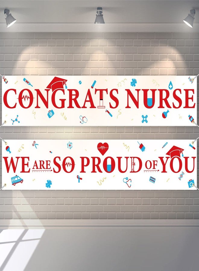 Breling 2 Pcs 2026 Congrats Nurse Banner Graduation Decorations We Are So Proud of You Banner Congrats Nurse Backdrop Grad Party Indoor Outdoor Supplies - Image 1