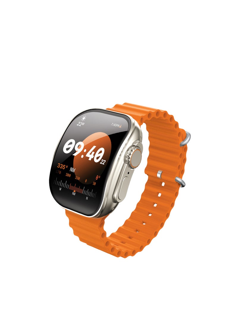 Moxedo Curve Smartwatch Chat GPT AI Assistant Compatible with Android & iOS with 2.01"Super AMOLED Display, Bluetooth Calling, Wireless Charging, IP68 Waterproof, Health & Fitness Tracker – Orange - Image 1