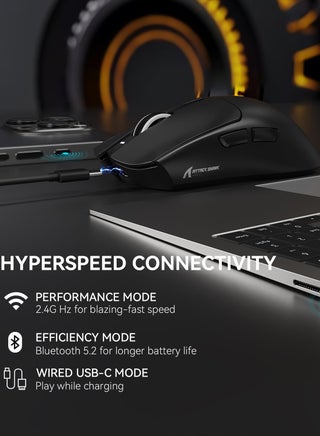 ماوس ألعاب لاسلكي X1 مع قاعدة شحن RGB، مستشعر PAW3395 PRO بدقة تصل إلى 40 ألف نقطة في البوصة، 53 جرام، فأرة كمبيوتر ثلاثية الأوضاع خفيفة الوزن للغاية، معدل استطلاع 1 كيلو هرتز، 5 أزرار قابلة للبرمجة لنظامي التشغيل WIN/MAC - view 4