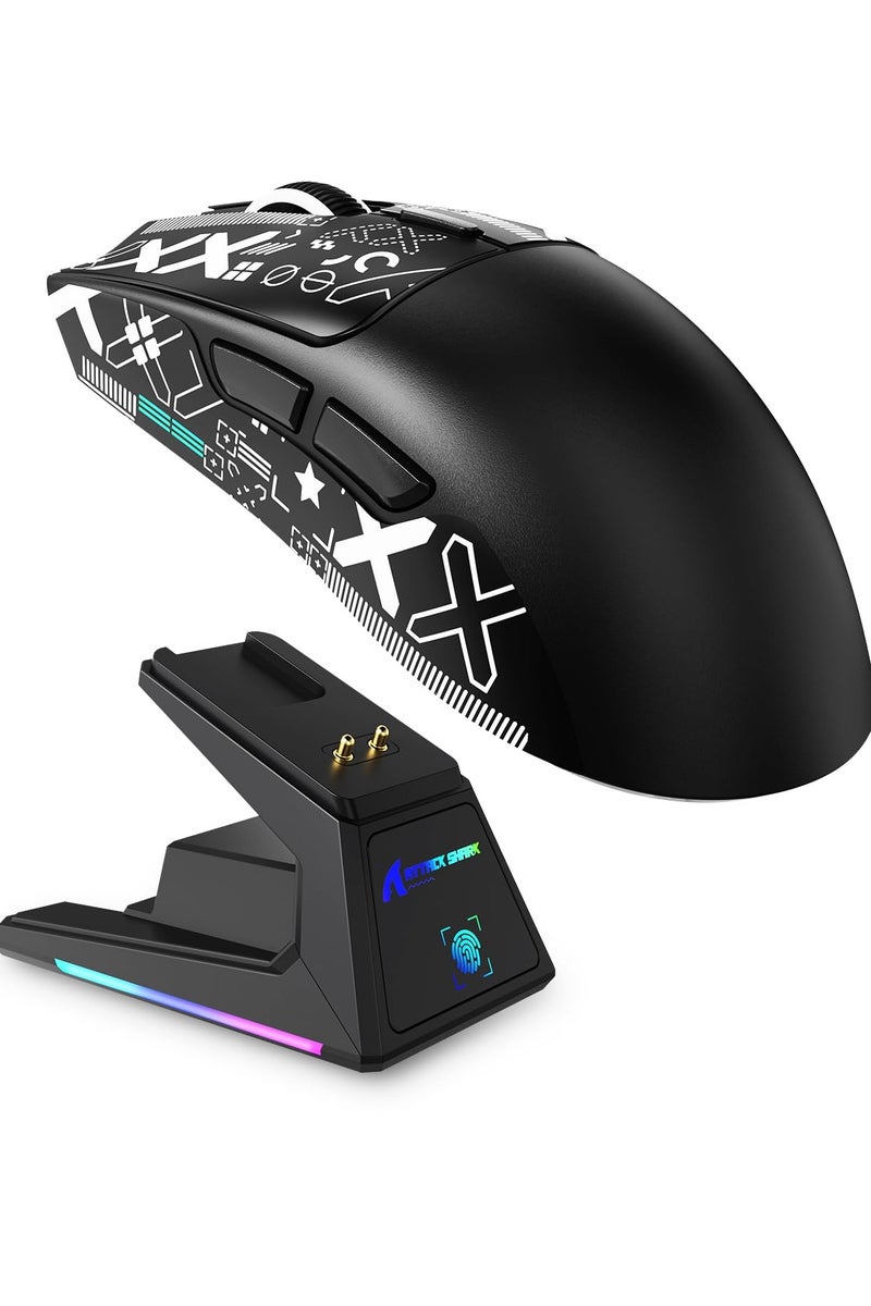 Attack Shark X1 Wireless Gaming Mouse with RGB Charging Dock, PAW3395 PRO Sensor Up to 40K DPI,53g Ultra Light Tri-Mode Computer Mice,1KHz Polling Rate 5 Programmable Buttons for WIN/MAC - Image 1
