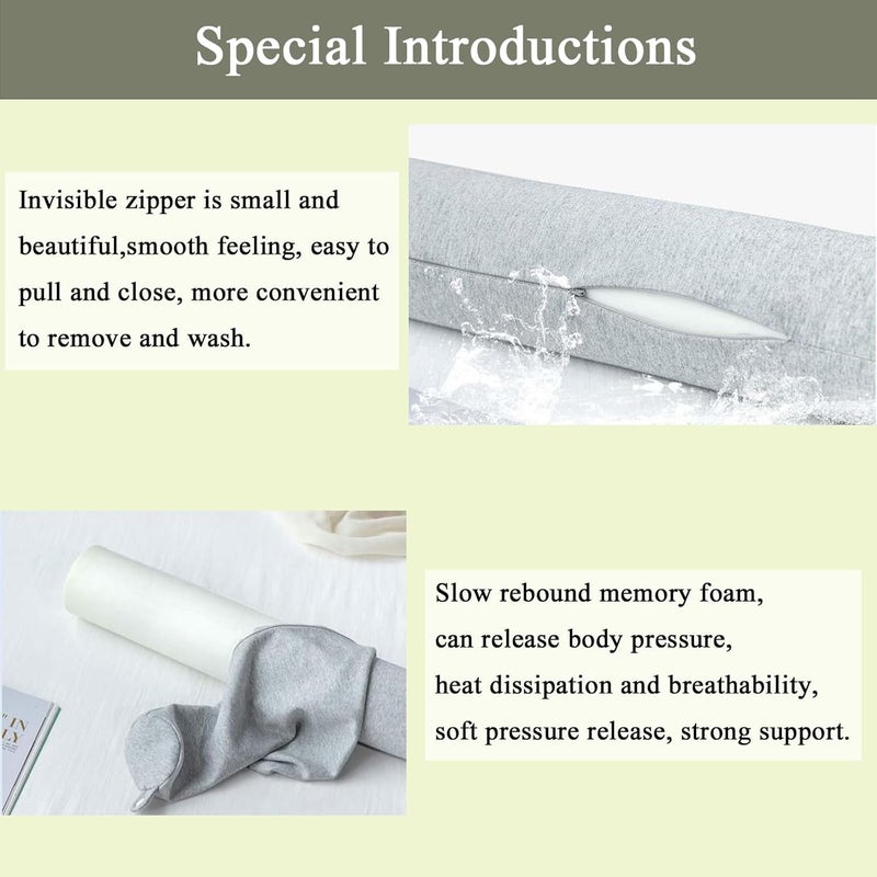 GALV Twist Memory Foam Travel Pillow Customizable Support for Neck Back and Legs Versatile and Portable Machine Washable CoverLight Gray1pcs66x95 cm - Image 4