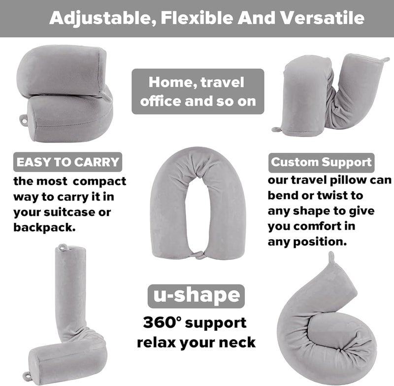 GALV Twist Memory Foam Travel Pillow Customizable Support for Neck Back and Legs Versatile and Portable Machine Washable CoverLight Gray1pcs66x95 cm - Image 5