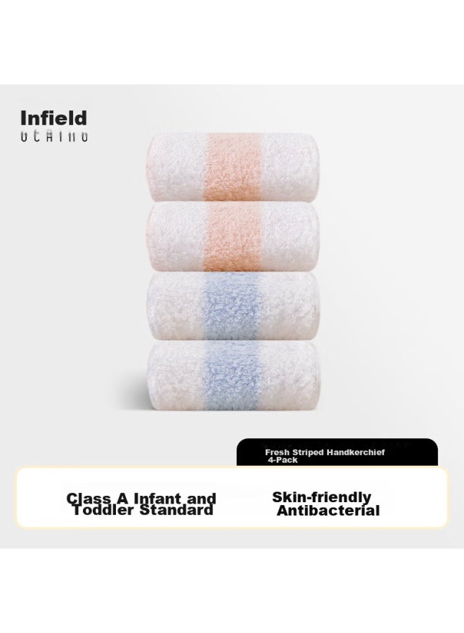 Uchino Unbleached Fresh Striped Square Towels, 4-pack, Soft Quick-drying Absorbent Face Towels For Home Use - Image 5
