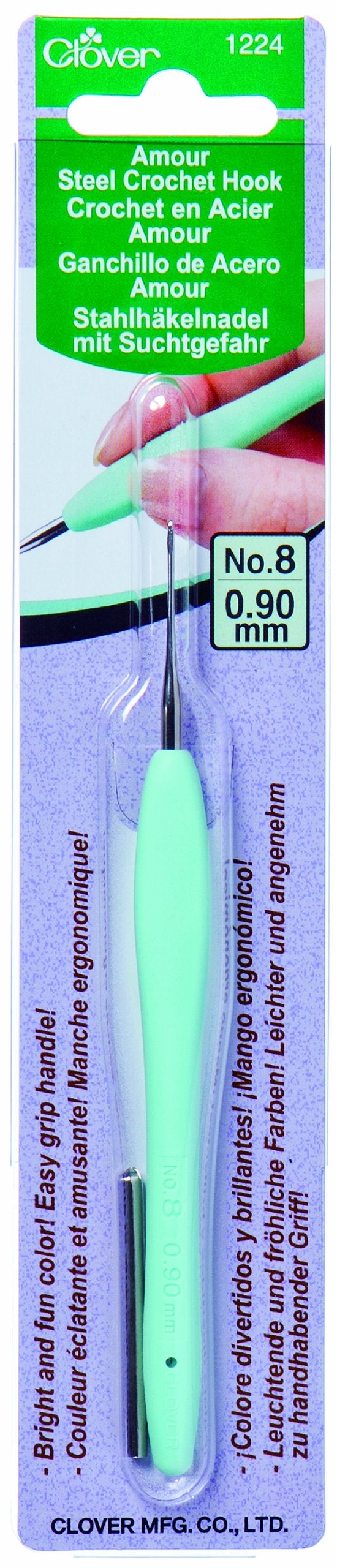 Clover 1224 Amour Steel Crochet Hook No 8 090mmBlue