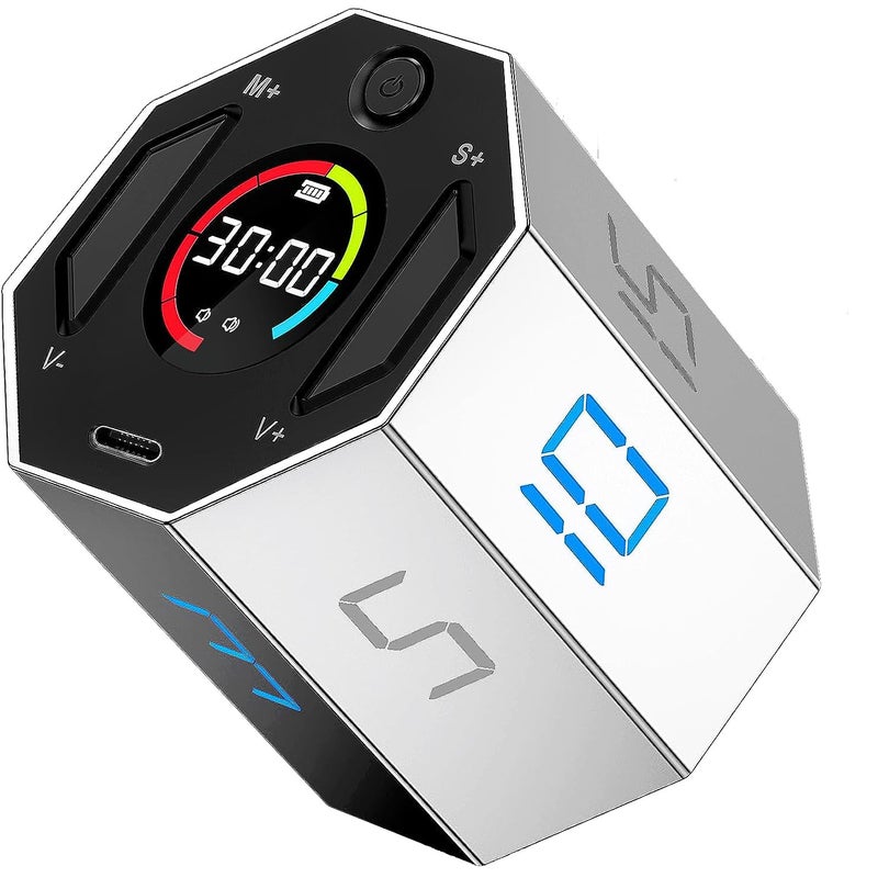 DOLPHY Dolphy Digital Timer, Productivity Timer Cube, Magnetic Flip Octagon Timer, Mute & Adjustable Sound Alert, for Kitchen,Work, Office, Games, Study, Task, 3/5/10/15/60/45/30/20min & Custom Countdown  - Image 1