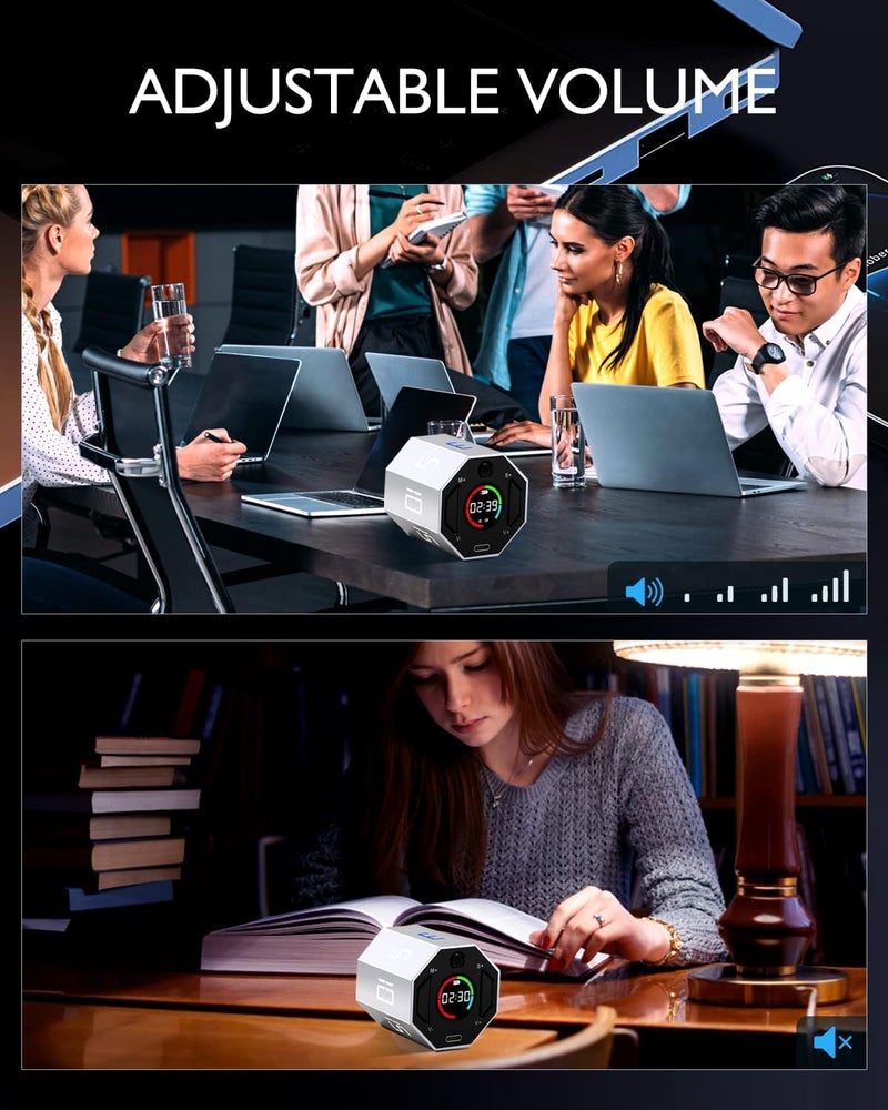 DOLPHY Dolphy Digital Timer, Productivity Timer Cube, Magnetic Flip Octagon Timer, Mute & Adjustable Sound Alert, for Kitchen,Work, Office, Games, Study, Task, 3/5/10/15/60/45/30/20min & Custom Countdown  - Image 3