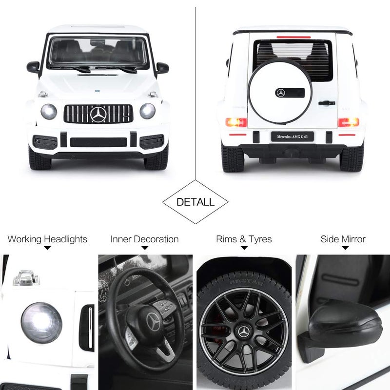 RASTAR Off-Road Remote Control Car, 1:14 Mercedes-AMG G63 R/C Off-Roader Toy Car, Doors Open/Working Lights - White/2.4Ghz - Image 5