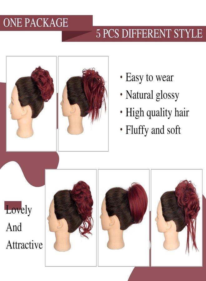أتش أم دي مجموعة إكسسوارات شعر HMD مكونة من 5 قطع، تتضمن وصلات شعر على شكل كعكة شعر فوضوية، وربطات شعر طويلة مع شريط مطاطي، وإكسسوارات شعر للنساء. - Image 2