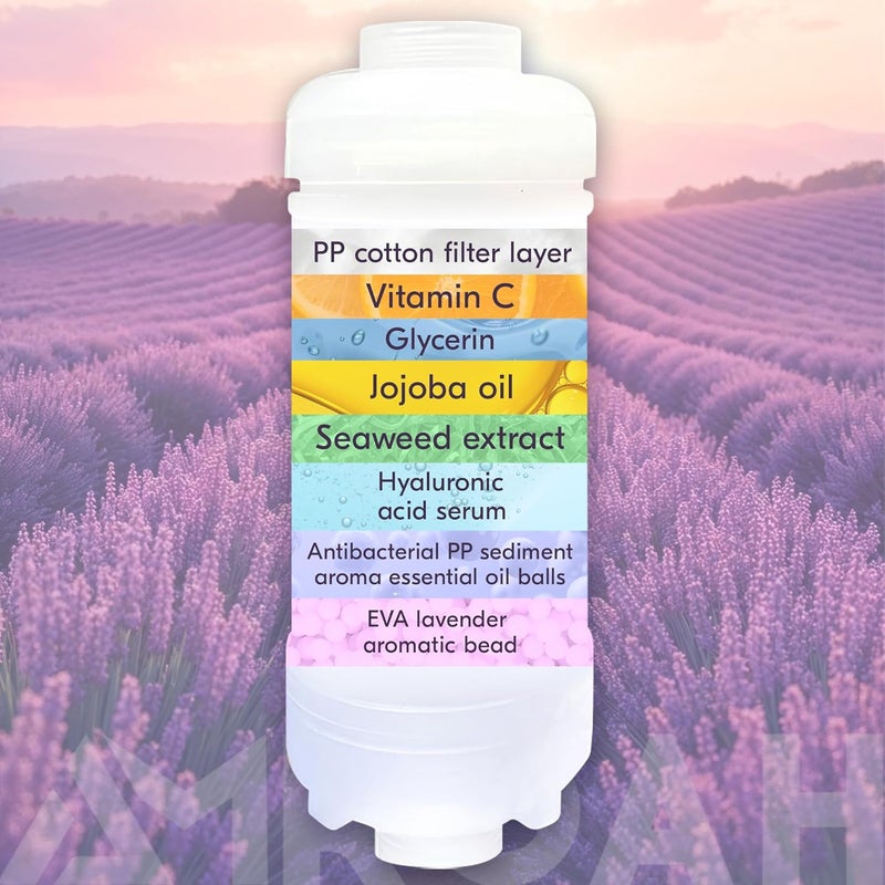 AMROAH Shower Infuser - Vitamin C Shower Head Filter, Hard Water Softener, Chlorine & Fluoride Shower Filter, Water Purifying Filtered Shower Head with Beads (Lavender) - Image 3