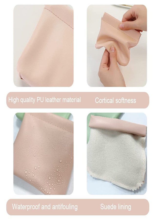 BLHLA Lambskin Texture Pocket Cosmetic Bag Squeeze Top Small Makeup Bag for Purse Mini Makeup Pouch Women's Travel Cosmetics Storage for Headphones Jewelry, Light Purple, 2pcs, Magic No Zipper Mini Makeup Bag - Image 3