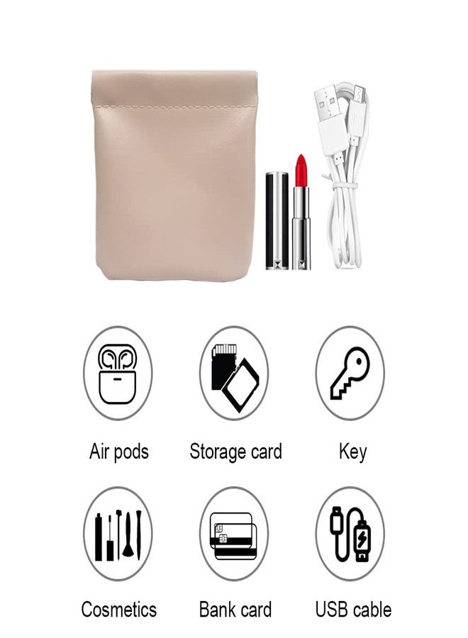 BLHLA Lambskin Texture Pocket Cosmetic Bag Squeeze Top Small Makeup Bag for Purse Mini Makeup Pouch Women's Travel Cosmetics Storage for Headphones Jewelry, Light Purple, 2pcs, Magic No Zipper Mini Makeup Bag - Image 5