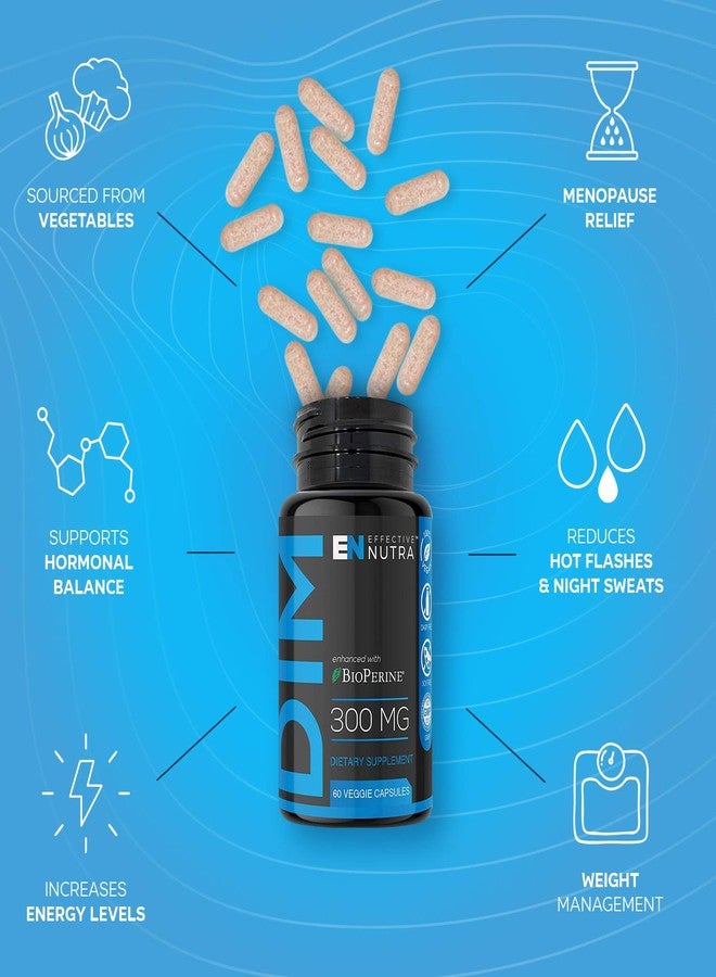 Effective Nutra Dim Supplement 300mg with BioPerine - Extra Strength Estrogen Blocker for Men & Women - Hormone & Metabolism Support - 2 Month Supply - Image 4