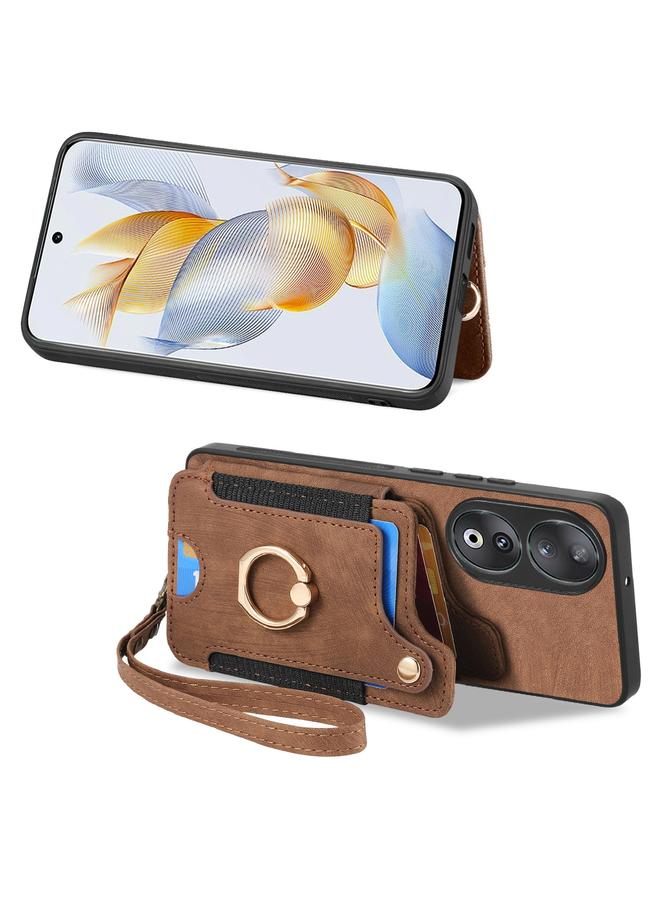 Zaboon Case For Honor 90 Retro Skin-feel Ring Multi-card RFID Wallet Phone Case - Image 2