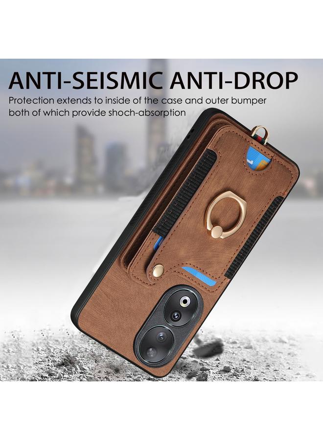 Zaboon Case For Honor 90 Retro Skin-feel Ring Multi-card RFID Wallet Phone Case - Image 5