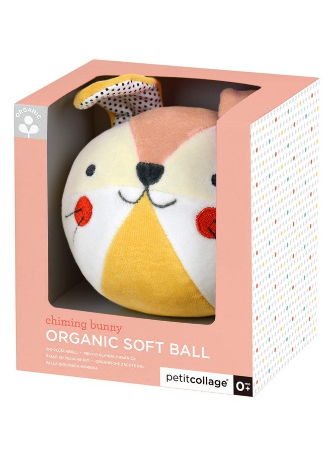 Petit Collage كرة مشغولة للأطفال من قطن عضوي من بيتي كولاج - لعبة تعليمية للأطفال والرضع، مقاس 6” × 4.75” × 5” - لعبة نشاط لطيفة تشجع على الزحف - Image 1