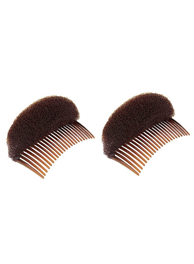 Quupy 2Pcs Hair Decoration Comb Sponge Foam Hair Bump It Up Volume Insert Hair Base Styling Accessories Back Do Beehive Hair Styler Tool(Brown) - Image 1