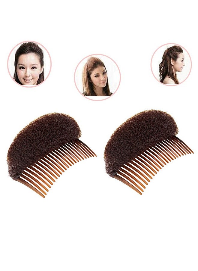 Quupy 2Pcs Hair Decoration Comb Sponge Foam Hair Bump It Up Volume Insert Hair Base Styling Accessories Back Do Beehive Hair Styler Tool(Brown) - Image 5