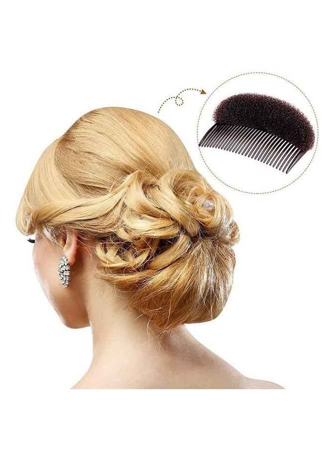 Quupy 2Pcs Hair Decoration Comb Sponge Foam Hair Bump It Up Volume Insert Hair Base Styling Accessories Back Do Beehive Hair Styler Tool(Brown) - Image 3