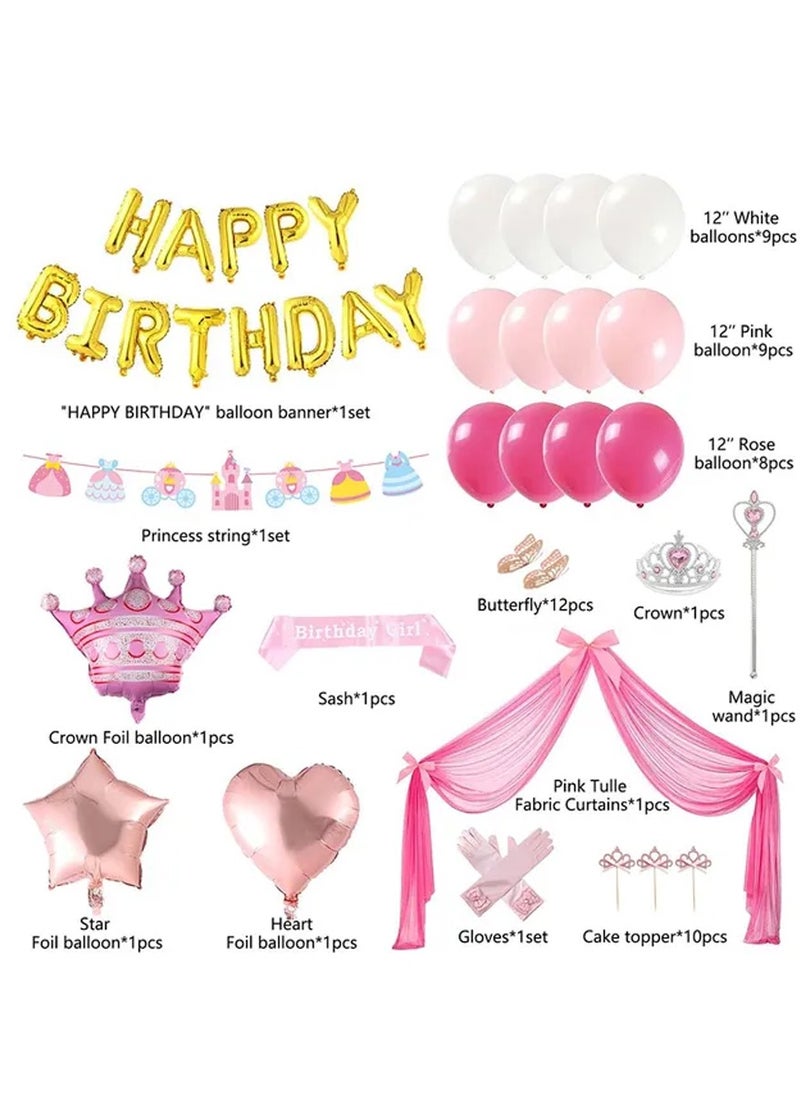 Brain Giggles Brain Giggles Princess Birthday Party Decoration Set - 58pcs  - Image 2