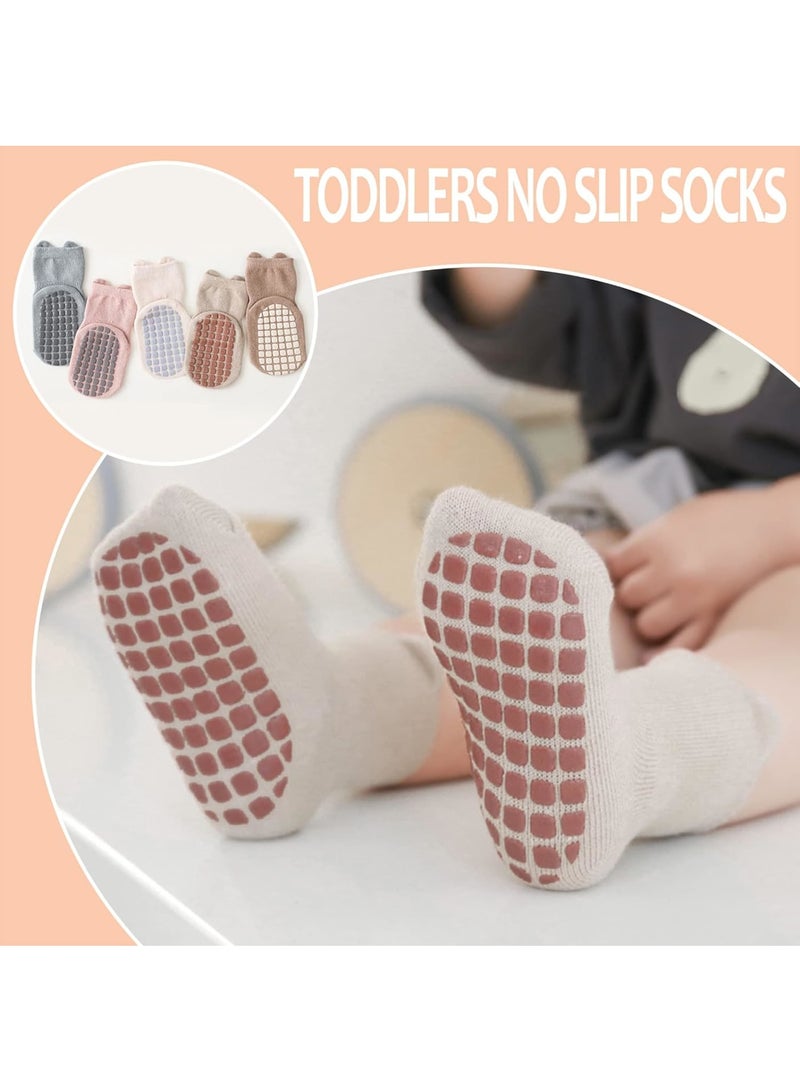 SOLARAE Baby Non Slip Sock, 5 Pairs Toddler Non Slip Socks, Low Cut Anti Skid Floor Socks for Kids Girls Boys - Image 5