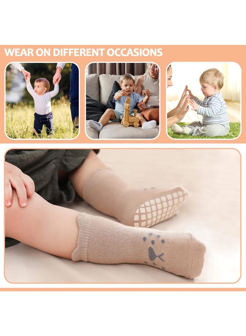 SOLARAE Baby Non Slip Sock, 5 Pairs Toddler Non Slip Socks, Low Cut Anti Skid Floor Socks for Kids Girls Boys - Image 2