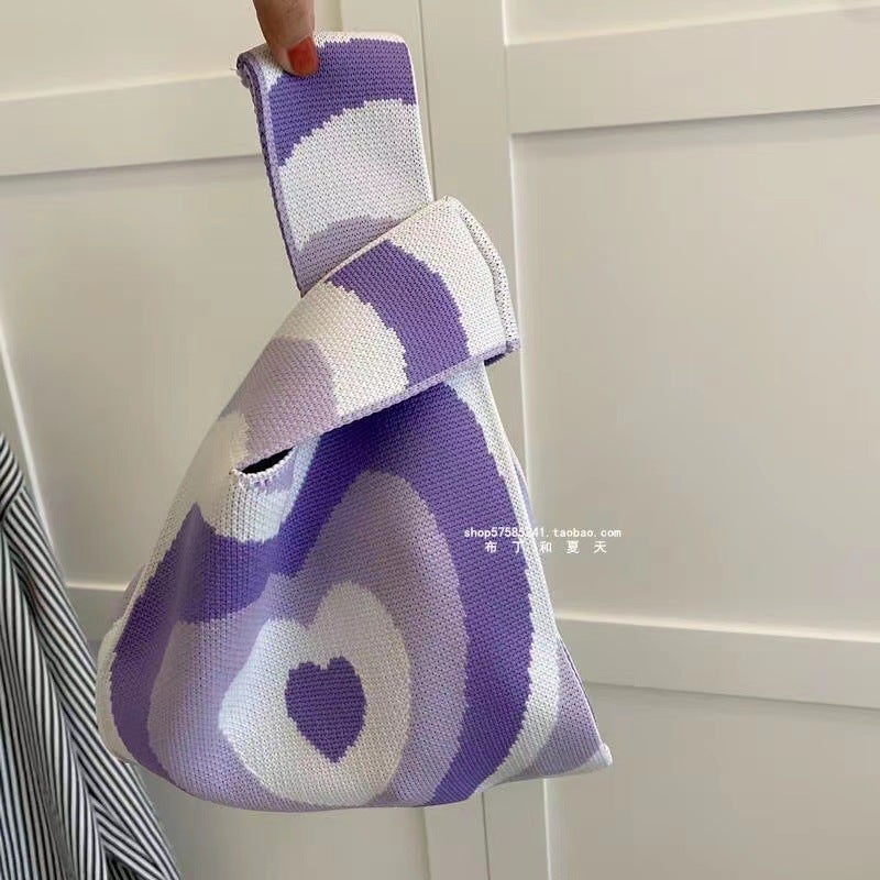 Cartoon Souvenir Bag, Tote Bag, Versatile Knitted Bucket Bag, Hand Bag, Wedding Banquet Supplies - Image 1