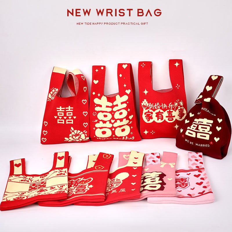 Cartoon Souvenir Bag, Tote Bag, Versatile Knitted Bucket Bag, Hand Bag, Wedding Banquet Supplies - Image 2