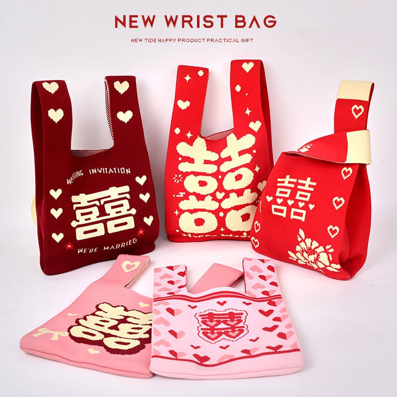Cartoon Souvenir Bag, Tote Bag, Versatile Knitted Bucket Bag, Hand Bag, Wedding Banquet Supplies - Image 4