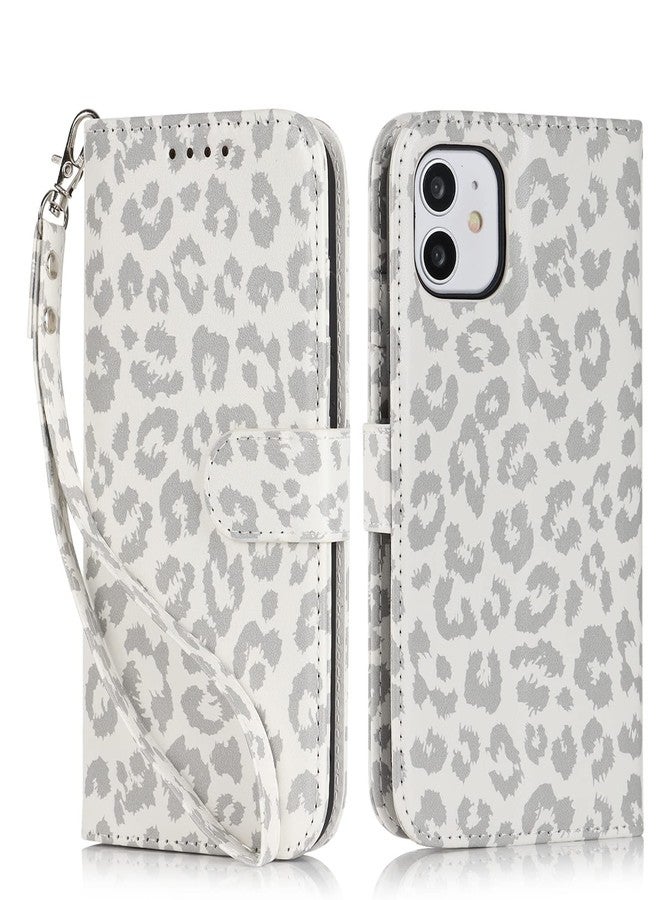 iCoverCase for iPhone 11 Phone Case Wallet with Card Holder, iPhone 11 Wallet Case for Women Men with Wrist Strap, PU Leather Kickstand Protective Flip Cover Case 6.1 Inch (White Leopard) - Image 3